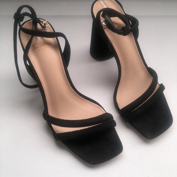 Sam Edelman Kia Sandals Black Leather Block Heels - Picture 4 of 11